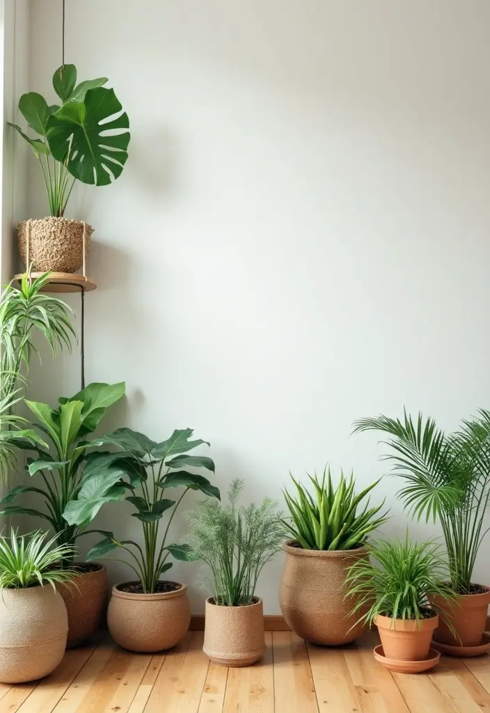 30 Living Room Wall Decor Ideas for Every Style - 11. Indoor Plants Display