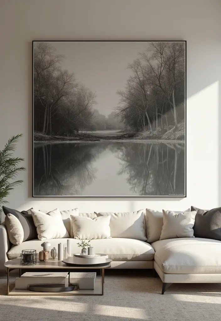 30 Living Room Wall Decor Ideas for Every Style - 14. Large Art Pieces