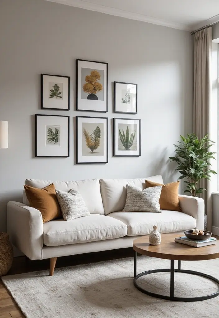 30 Living Room Wall Decor Ideas for Every Style - 16. Floating Artwork Displays