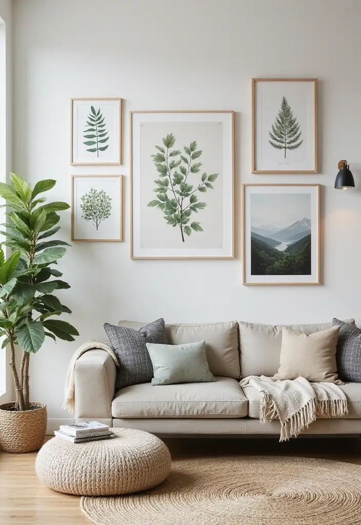30 Living Room Wall Decor Ideas for Every Style - 17. Nature-Inspired Designs