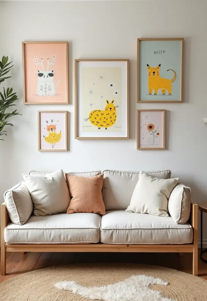30 Living Room Wall Decor Ideas for Every Style - 18. Playful Wall Art