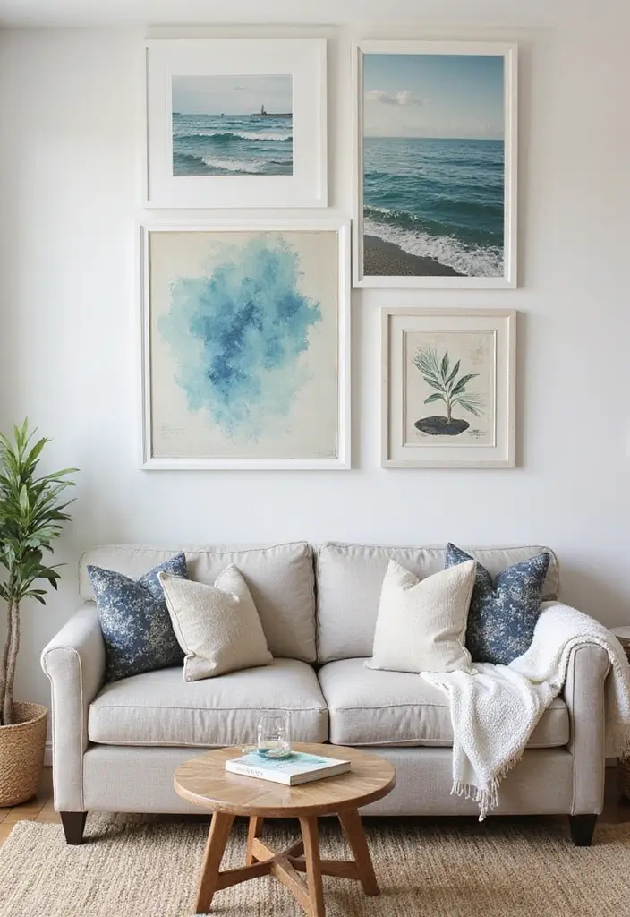 30 Living Room Wall Decor Ideas for Every Style - 20. Coastal Vibe Decor