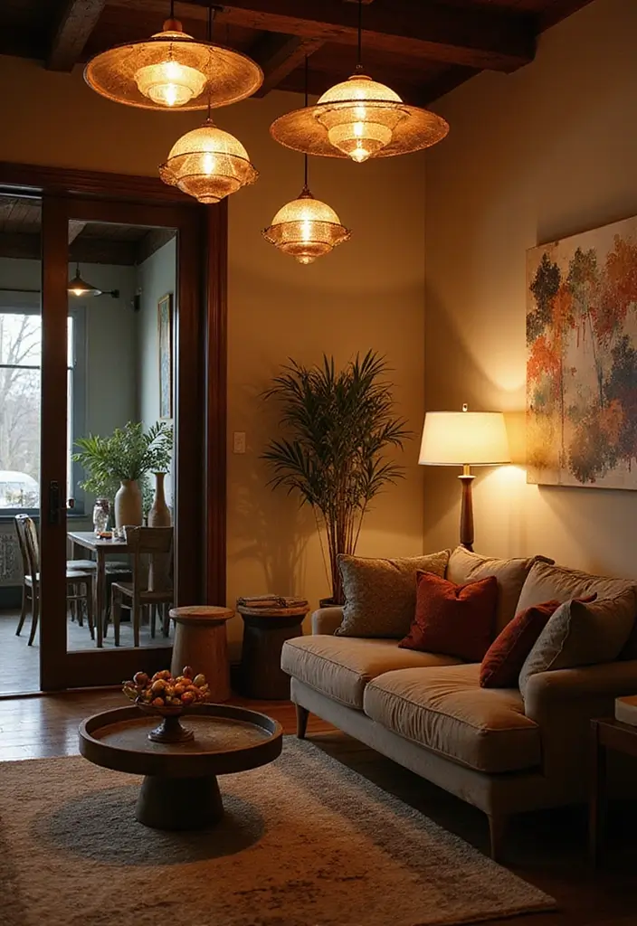 30 Living Room Wall Decor Ideas for Every Style - 21. Artful Lighting