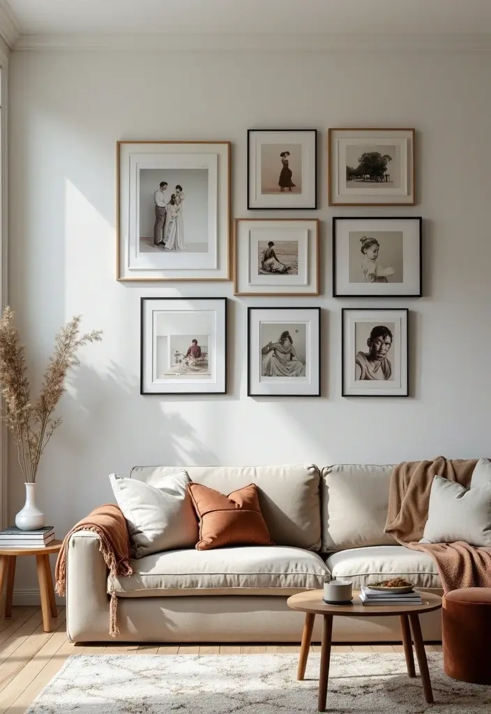 30 Living Room Wall Decor Ideas for Every Style - 26. Artistic Wall Grids