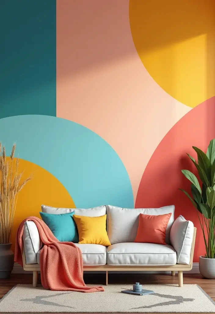 30 Living Room Wall Decor Ideas for Every Style - 8. Bold Color Blocks