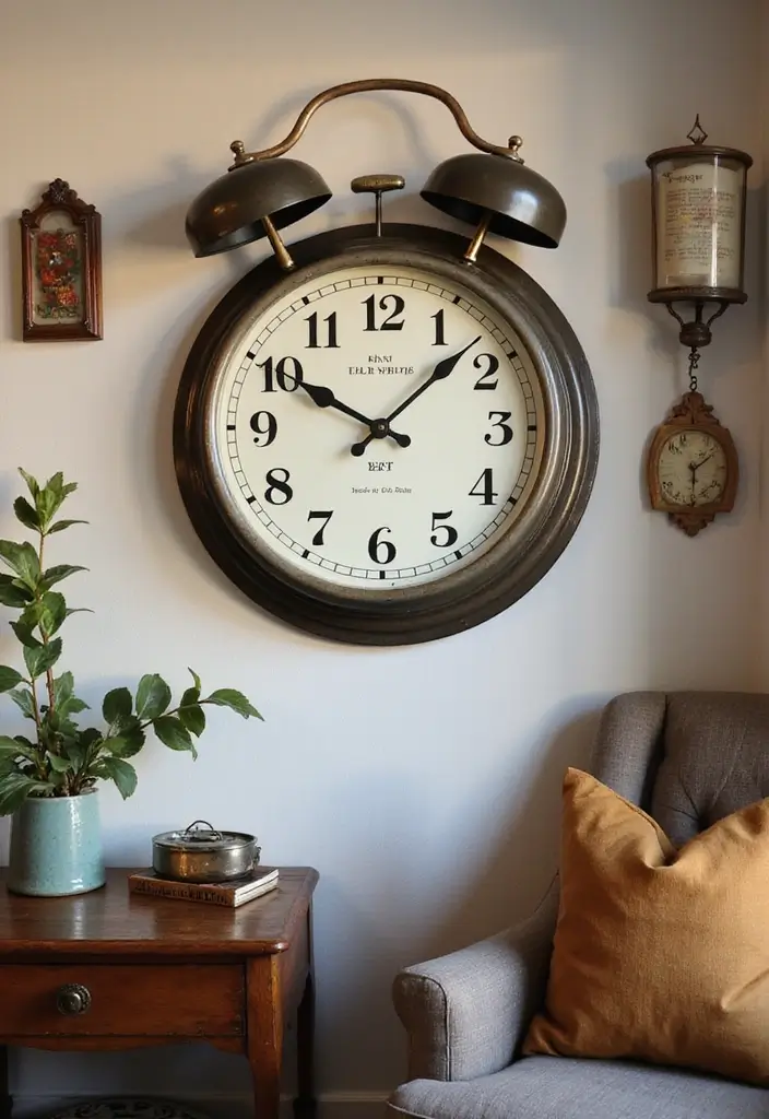 30 Living Room Wall Decor Ideas for Every Style - 9. Vintage Wall Clocks