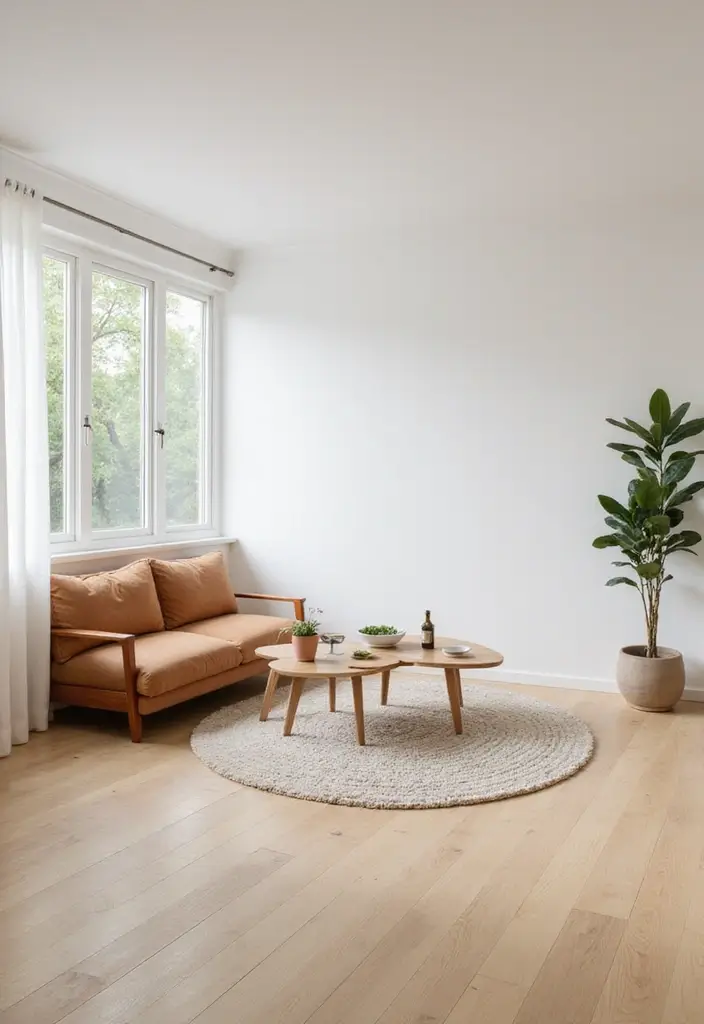 30 Minimalist Living Room Decor Ideas for Simple Living - 21. Simple Flooring Options