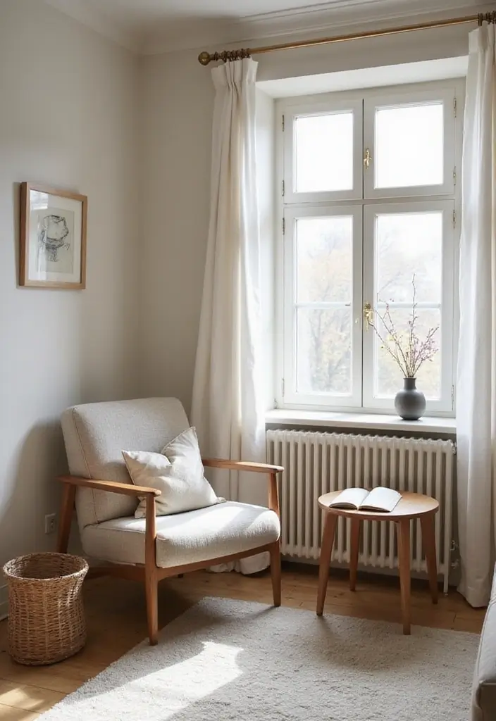 30 Minimalist Living Room Decor Ideas for Simple Living - 26. Cozy Reading Nooks