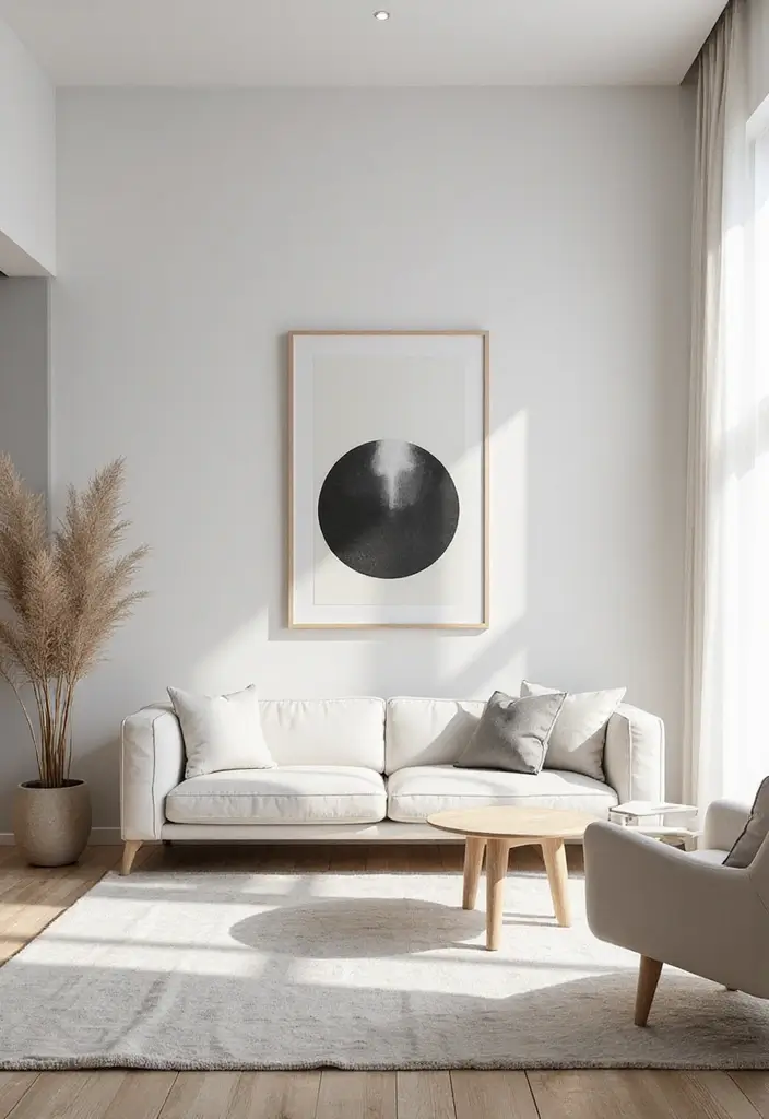 30 Minimalist Living Room Decor Ideas for Simple Living - 7. Minimalist Art