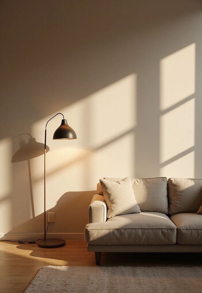 30 Minimalist Living Room Decor Ideas for Simple Living - 9. Layered Lighting