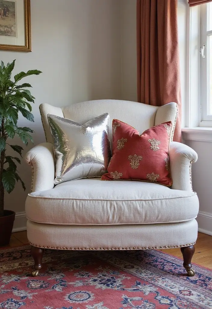 30 Mirror Wall Decor Living Room Ideas for Reflective Beauty - 19. Mirrored Pillows