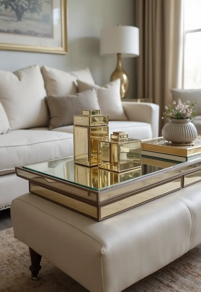 30 Mirror Wall Decor Living Room Ideas for Reflective Beauty - 30. Mirrored Decorative Boxes