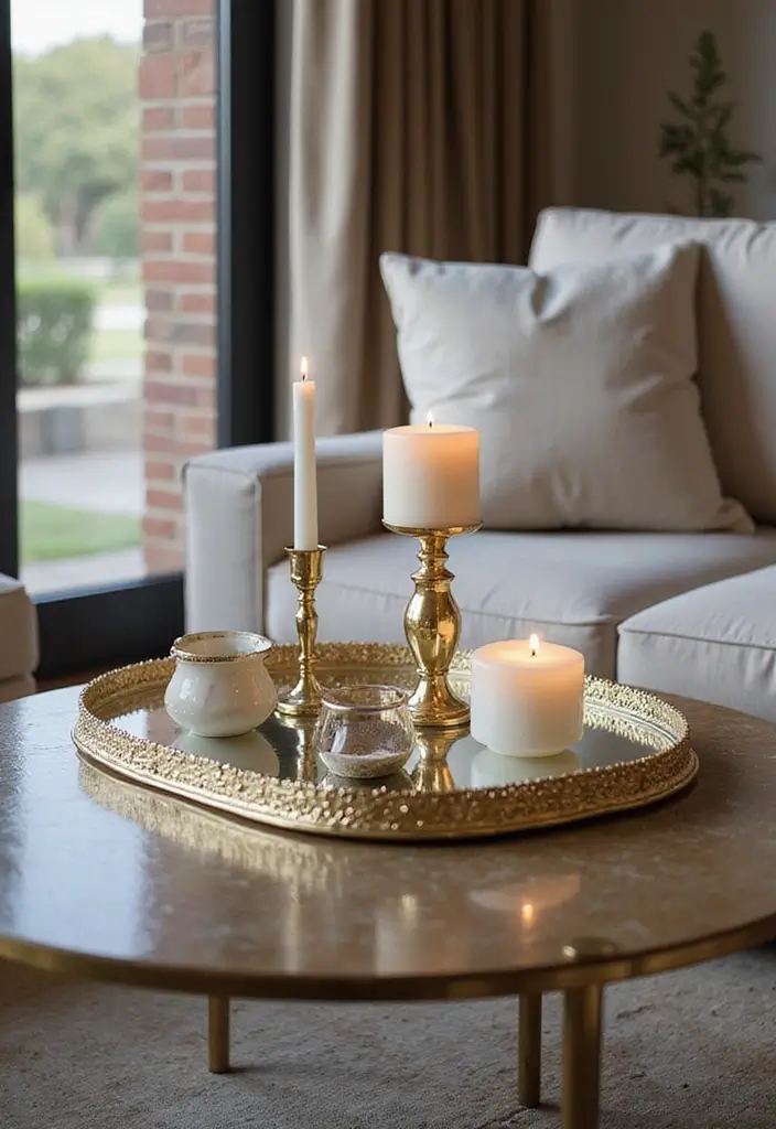 30 Mirror Wall Decor Living Room Ideas for Reflective Beauty - 9. Decorative Mirror Trays