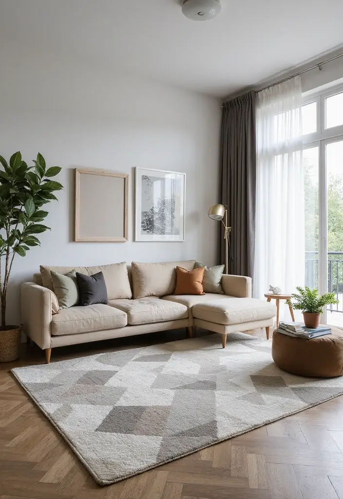 30 Modern Living Room Decor Ideas for a Chic Look - 18. Contemporary Area Rugs