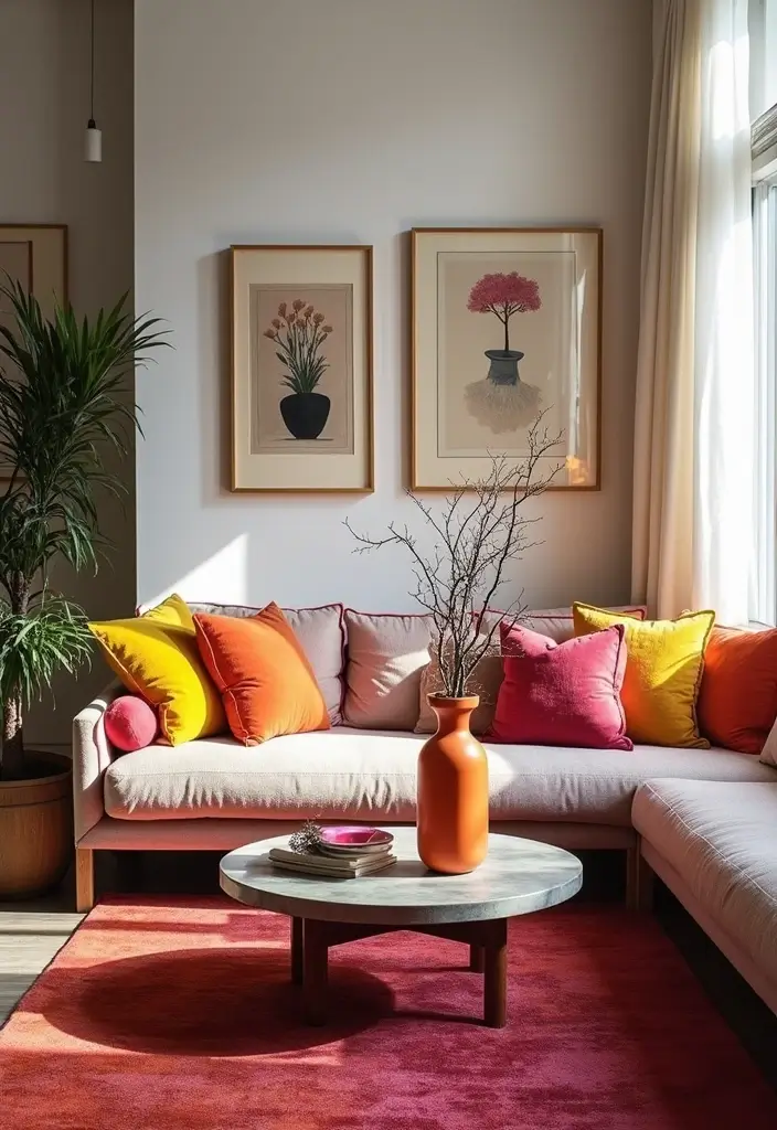 30 Modern Living Room Decor Ideas for a Chic Look - 22. Colorful Accent Pieces