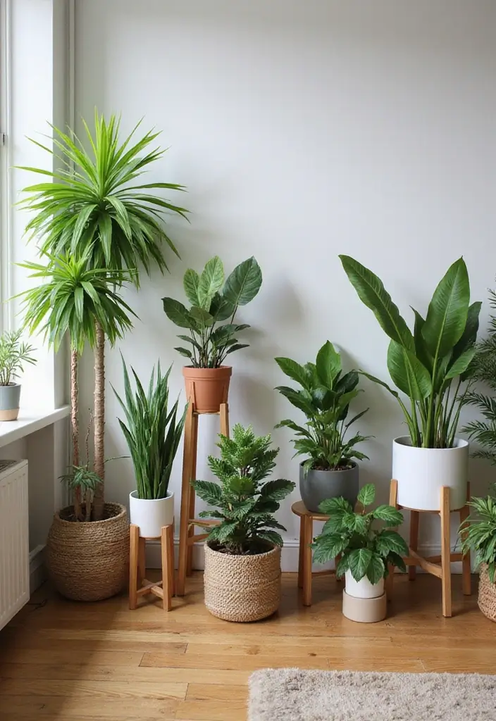 30 Modern Living Room Decor Ideas for a Chic Look - 30. Houseplant Styling