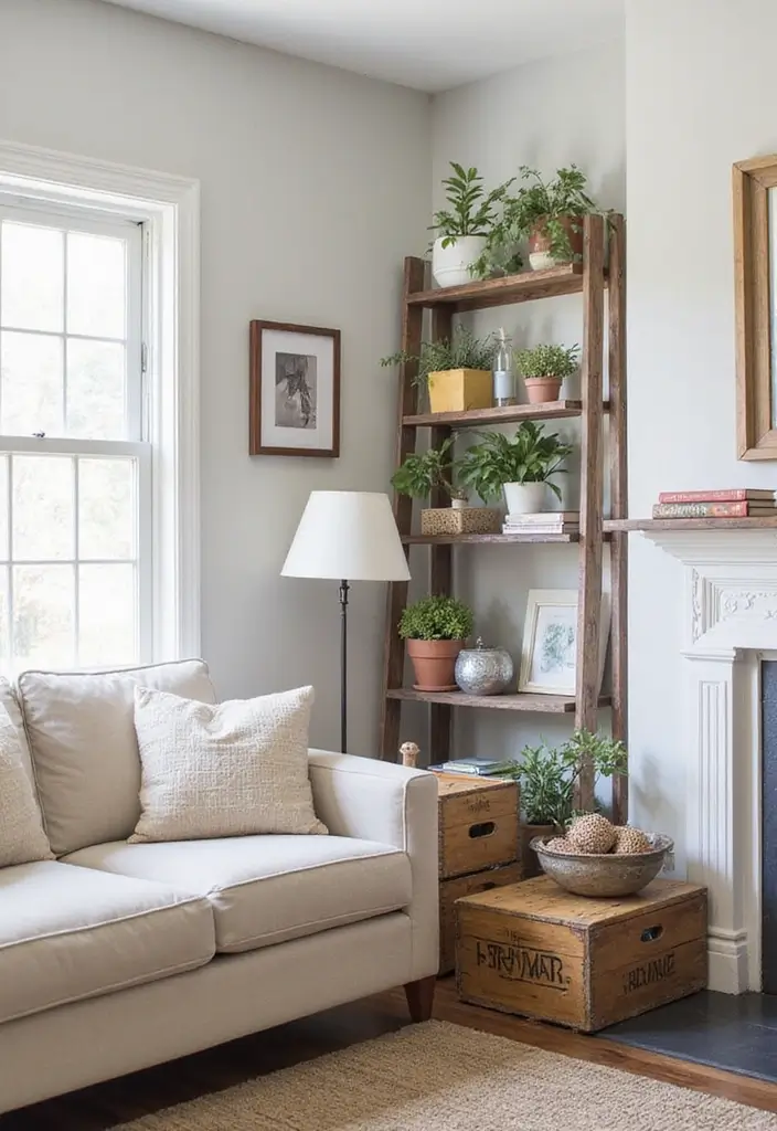 30 Modern Living Room Decor Ideas for a Chic Look - 4. Upcycled Decor Accents