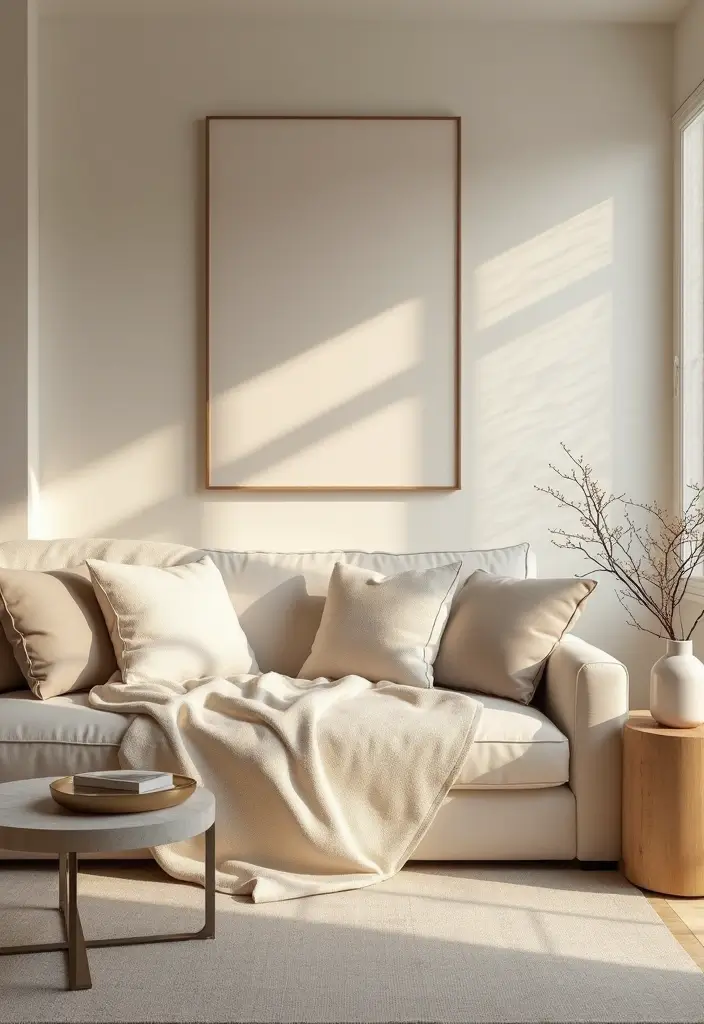 30 Neutral Living Room Decor Ideas for Subtle Elegance - 11. Monochromatic Layers