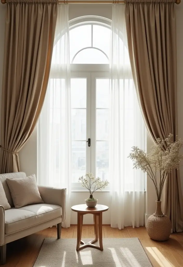30 Neutral Living Room Decor Ideas for Subtle Elegance - 15. Elegant Window Treatments