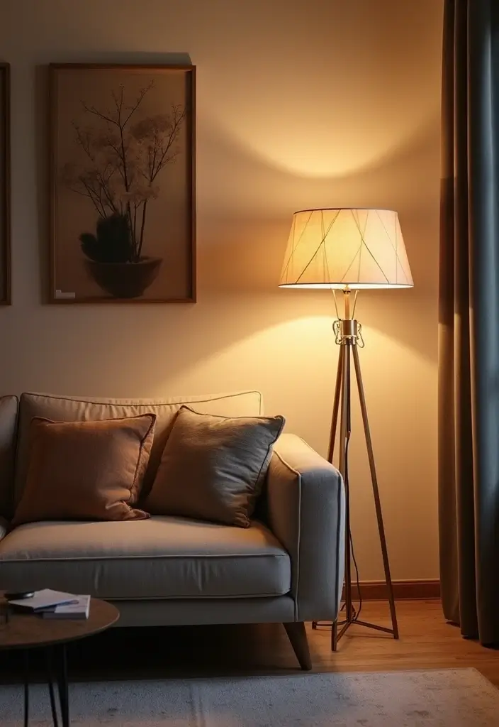 30 Neutral Living Room Decor Ideas for Subtle Elegance - 18. Stylish Floor Lamps