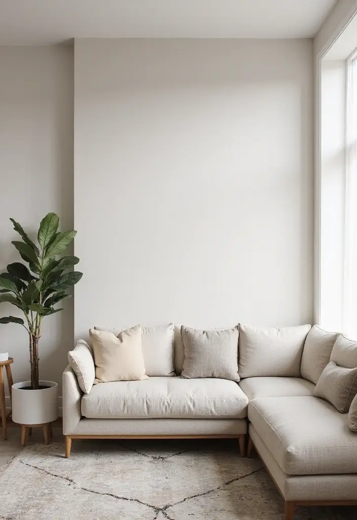 30 Neutral Living Room Decor Ideas for Subtle Elegance - 21. Minimalist Accent Walls