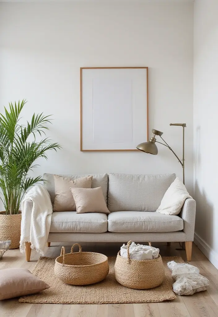 30 Neutral Living Room Decor Ideas for Subtle Elegance - 24. Functional Decor