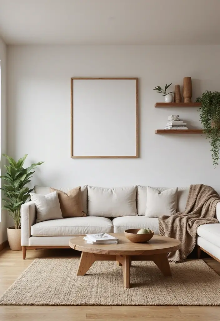 30 Neutral Living Room Decor Ideas for Subtle Elegance - 3. Natural Wood Accents