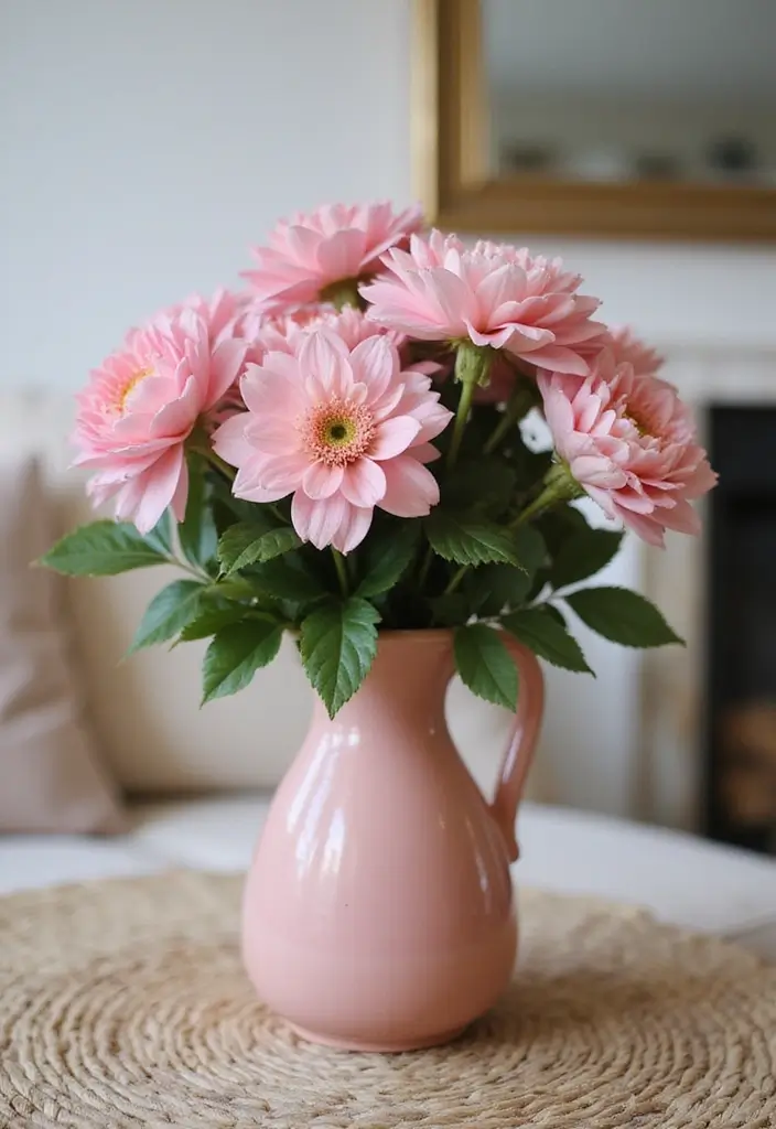 30 Pink Living Room Decor Ideas for a Soft and Playful Look - 14. Pink Floral Arrangements
