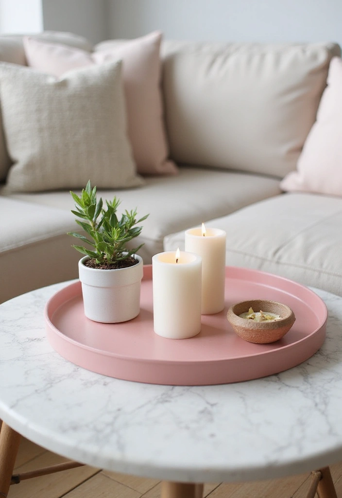 30 Pink Living Room Decor Ideas for a Soft and Playful Look - 17. Pink Decorative Trays