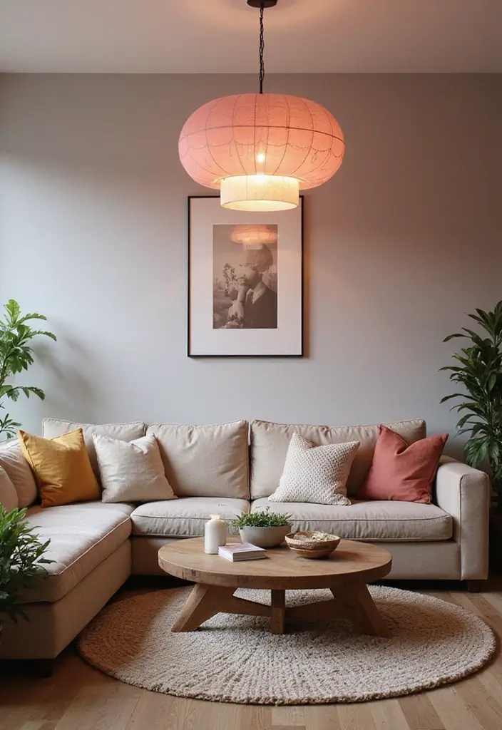 30 Pink Living Room Decor Ideas for a Soft and Playful Look - 18. Pink Lighting Fixtures