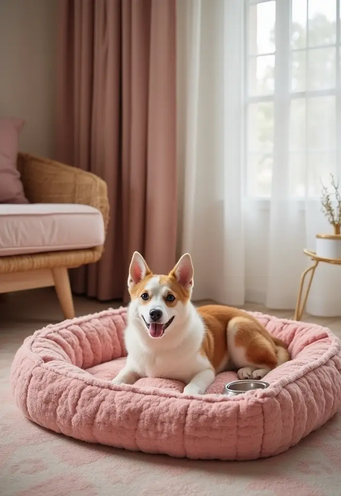 30 Pink Living Room Decor Ideas for a Soft and Playful Look - 30. Pink Pet Accessories
