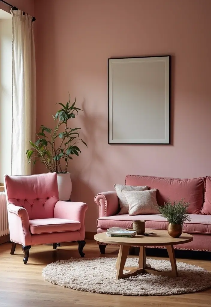 30 Pink Living Room Decor Ideas for a Soft and Playful Look - 6. Vintage Pink Furniture