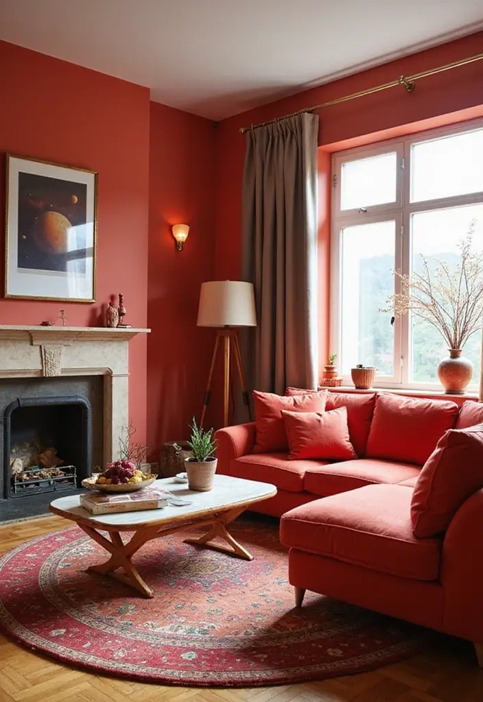 30 Red Living Room Decor Ideas for a Vibrant Home - 19. Red Planet Decor