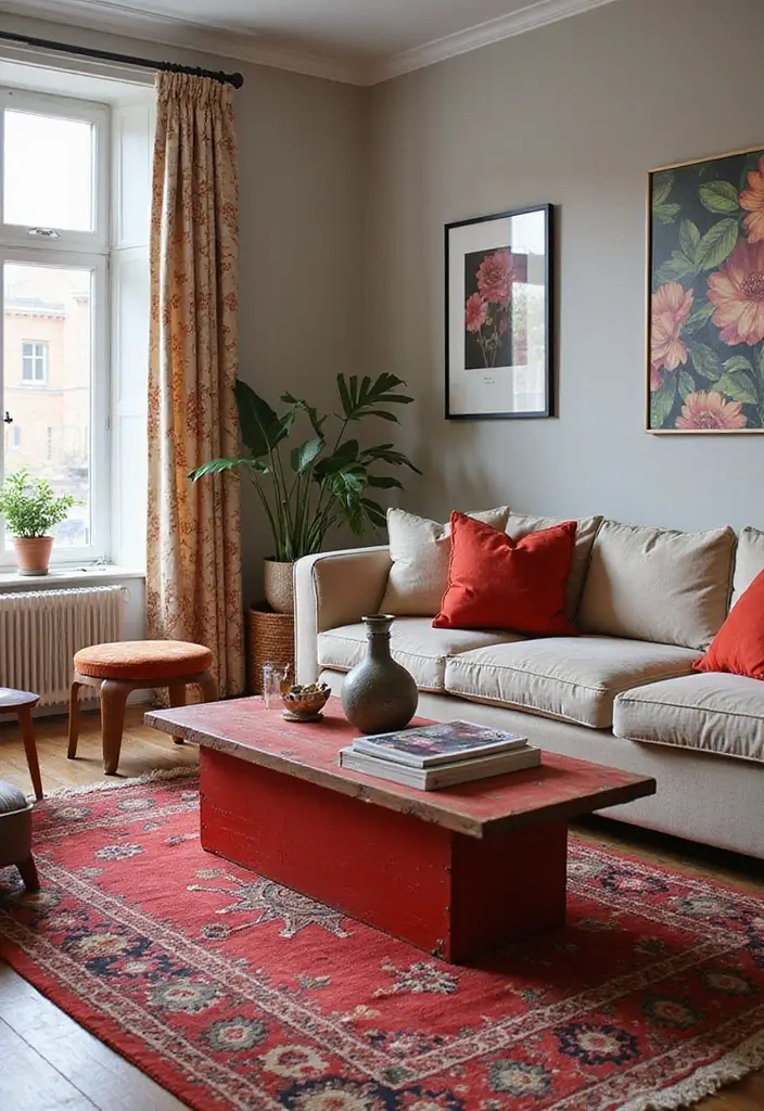 30 Red Living Room Decor Ideas for a Vibrant Home - 22. Red Galvanized Decor