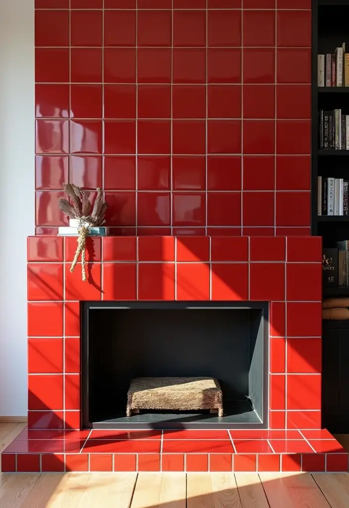 30 Red Living Room Decor Ideas for a Vibrant Home - 25. Red Tile Accents