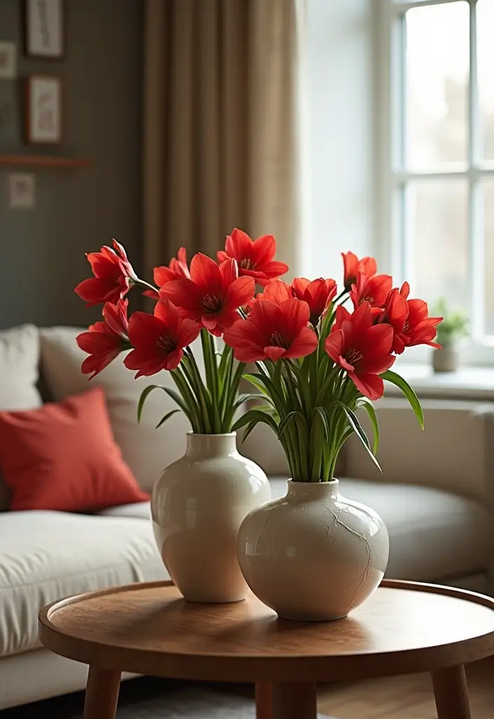 30 Red Living Room Decor Ideas for a Vibrant Home - 26. Red Bouquets