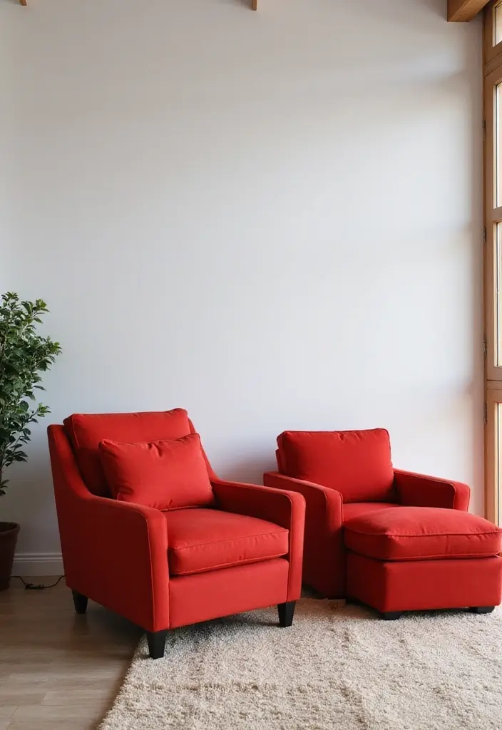 30 Red Living Room Decor Ideas for a Vibrant Home - 3. Red Furniture Pieces