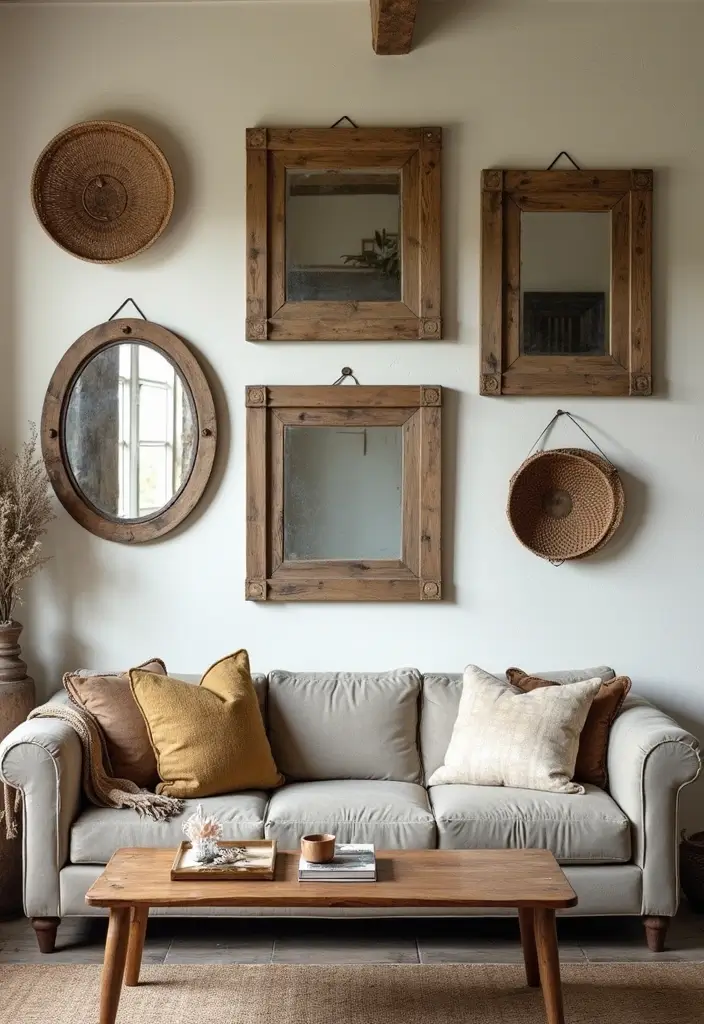 30 Rustic Living Room Decor Ideas for a Country Feel - 13. Charming Wall Decor