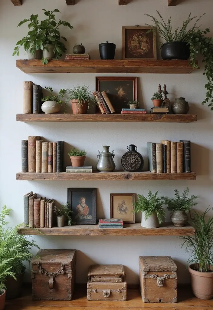 30 Rustic Living Room Decor Ideas for a Country Feel - 17. Open Shelving