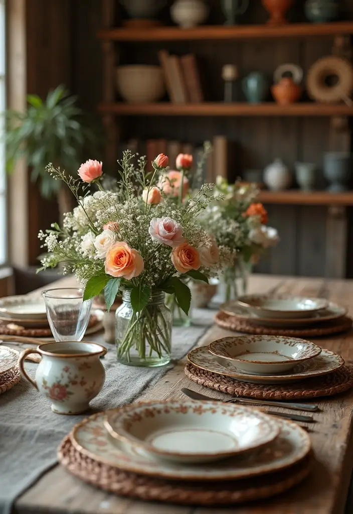 30 Rustic Living Room Decor Ideas for a Country Feel - 28. Farmhouse-Style Table Settings