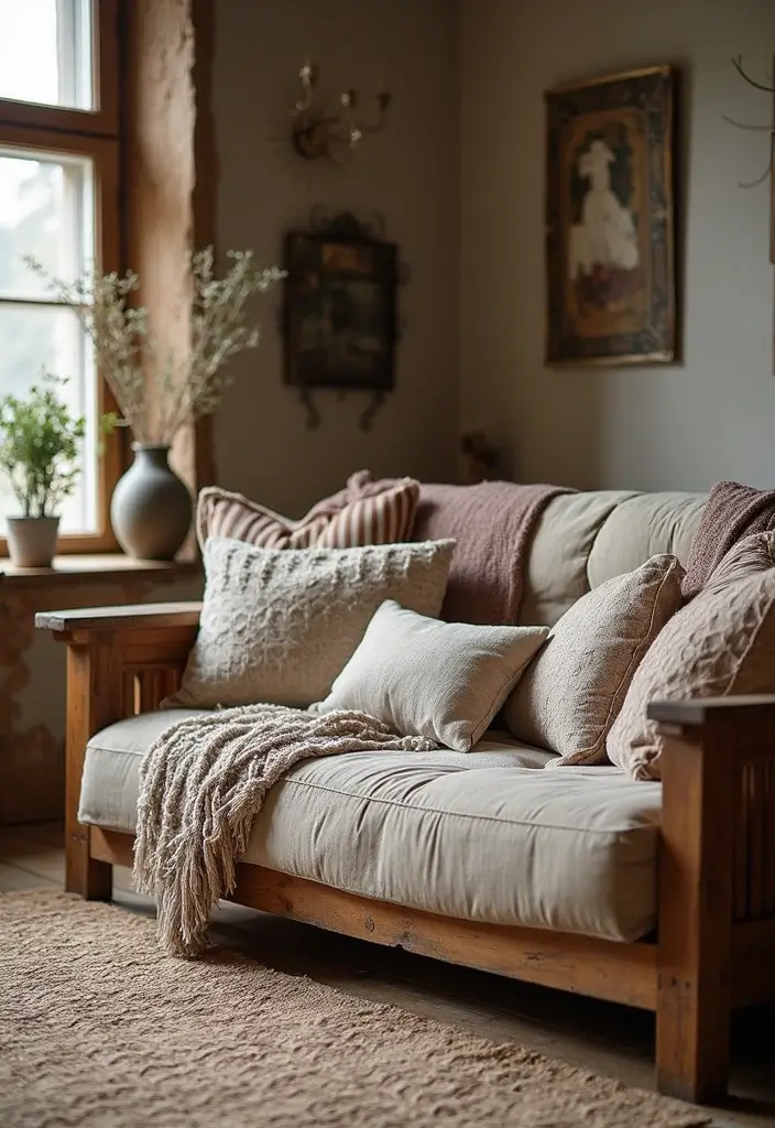 30 Rustic Living Room Decor Ideas for a Country Feel - 4. Layered Textures