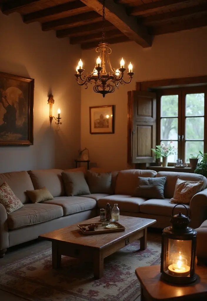 30 Rustic Living Room Decor Ideas for a Country Feel - 5. Rustic Lighting Fixtures