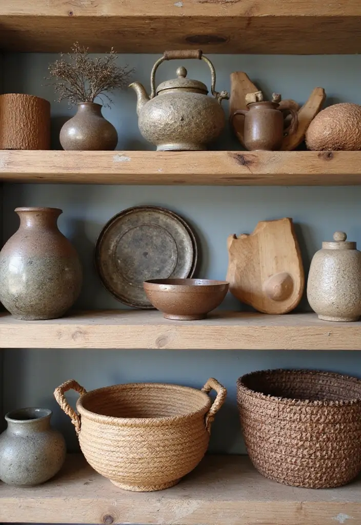 30 Shelf Decor Living Room Ideas for Stylish Displays - 2. Layered Textures