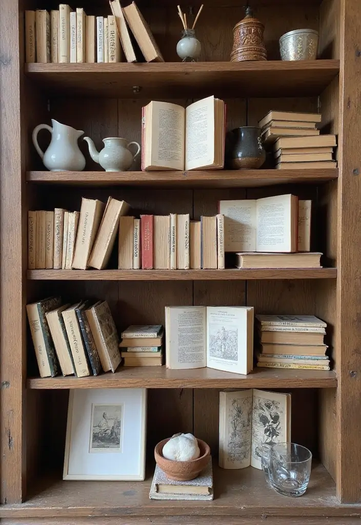 30 Shelf Decor Living Room Ideas for Stylish Displays - 22. Artistic Display with Books