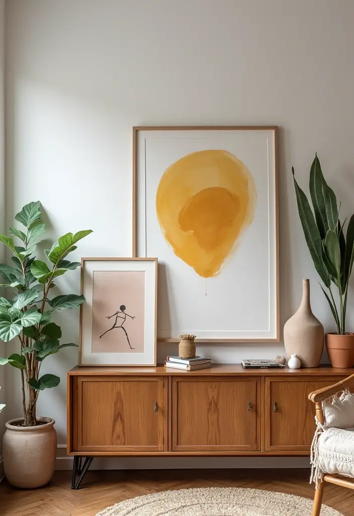 30 Shelf Decor Living Room Ideas for Stylish Displays - 25. Incorporating Personal Art