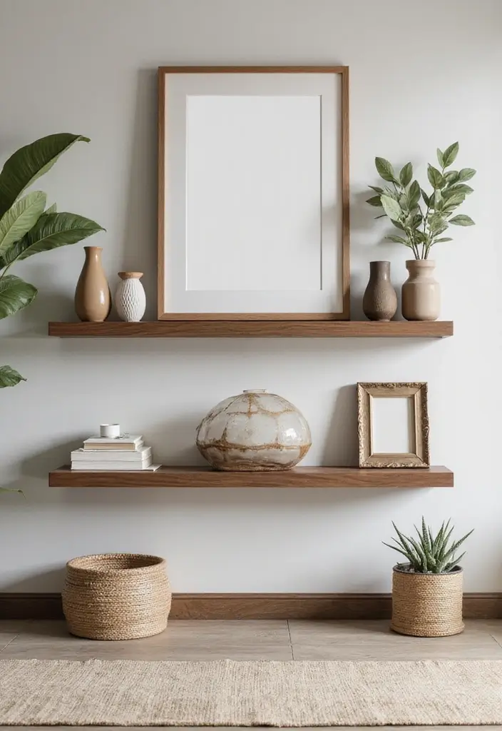 30 Shelf Decor Living Room Ideas for Stylish Displays - 26. Use of Symmetry