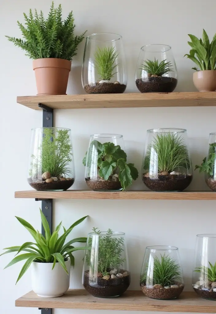 30 Shelf Decor Living Room Ideas for Stylish Displays - 30. Floating Plants