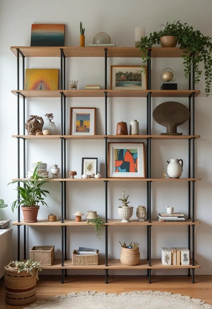 30 Shelf Decor Living Room Ideas for Stylish Displays - 5. Artful Arrangements