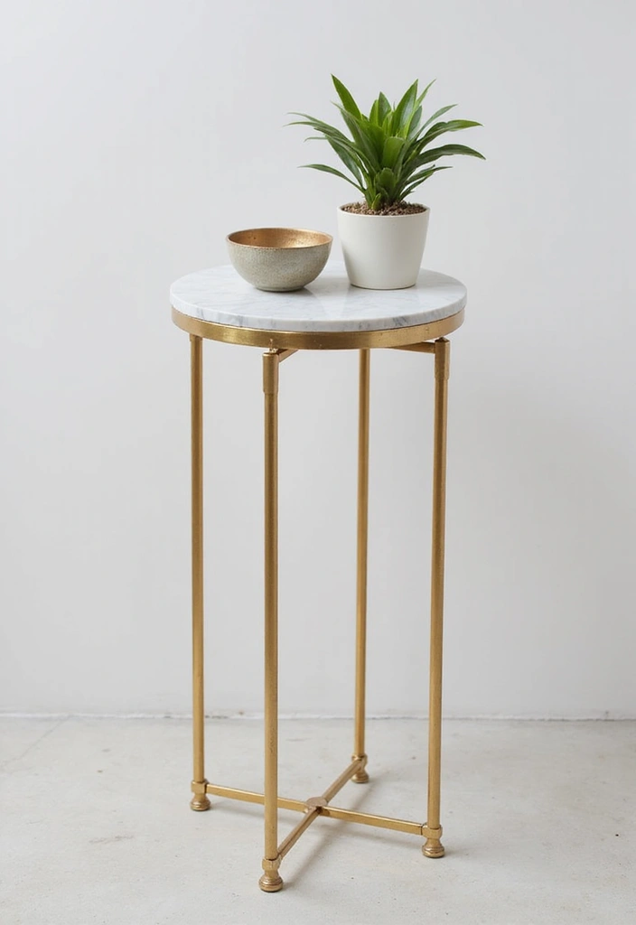 30 Side Table Decor Living Room Ideas for Extra Charm - 1. Elegant White Marble Top