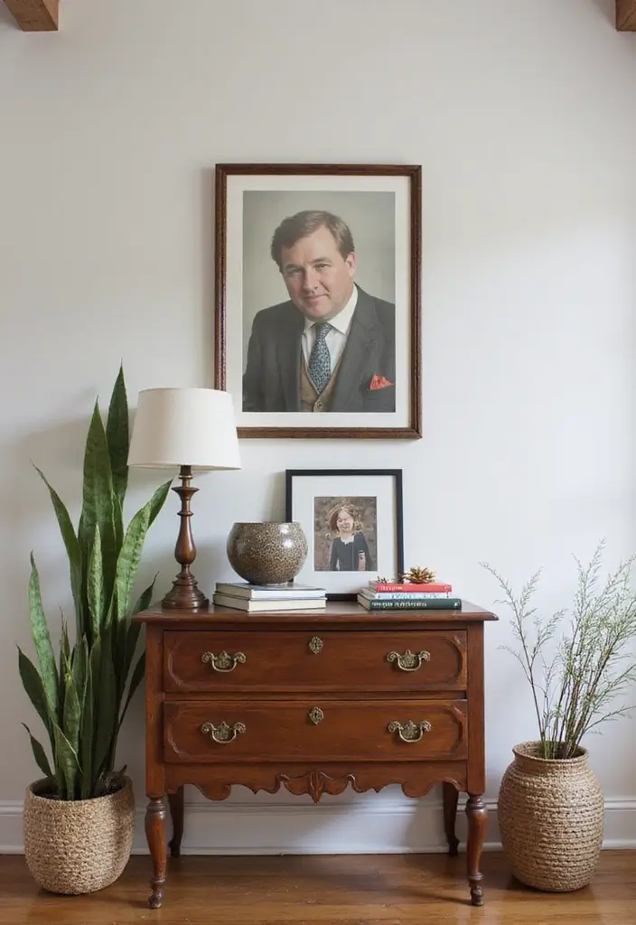 30 Side Table Decor Living Room Ideas for Extra Charm - 11. Vintage Finds